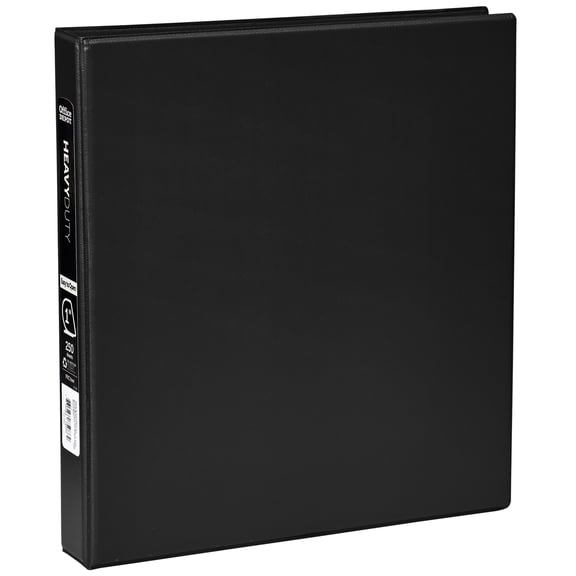 Office Depot Brand Heavy-Duty D-Ring Binder, 1" Rings, 59% Recycled, Black