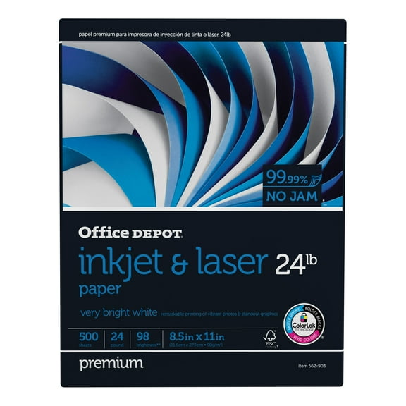 Office Depot Brand Inkjet Pro Paper, Letter Paper Size, 24 Lb, Ream Of 500 Sheets