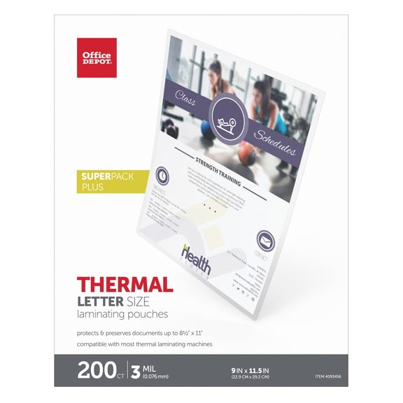 Office Depot Brand Laminating Pouches, Letter Size, 9" x 11-1/2", Pack Of 200 Pouches