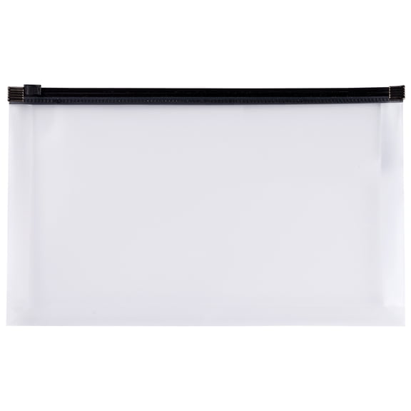 Office Depot Brand Mini Zip Envelope, Check Size, 10-3/4" x 7", Clear/Black