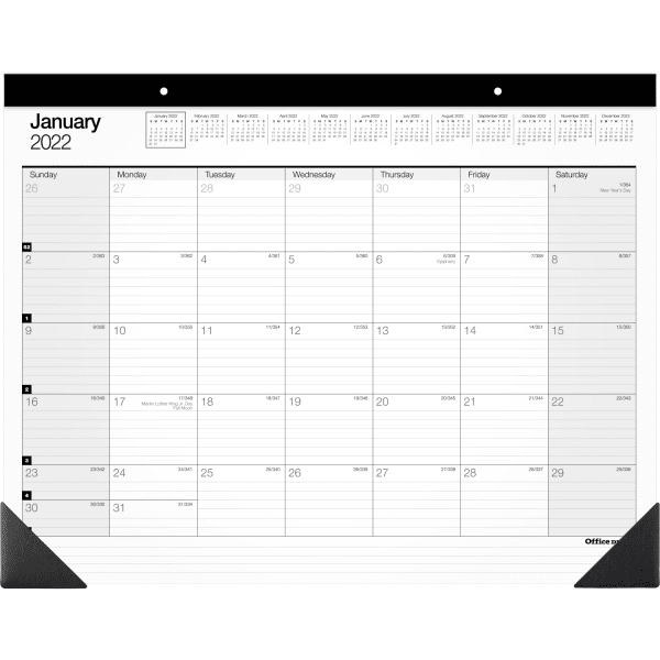 Office Depot® Brand Monthly Desk Pad Calendar, 22" x 17", White