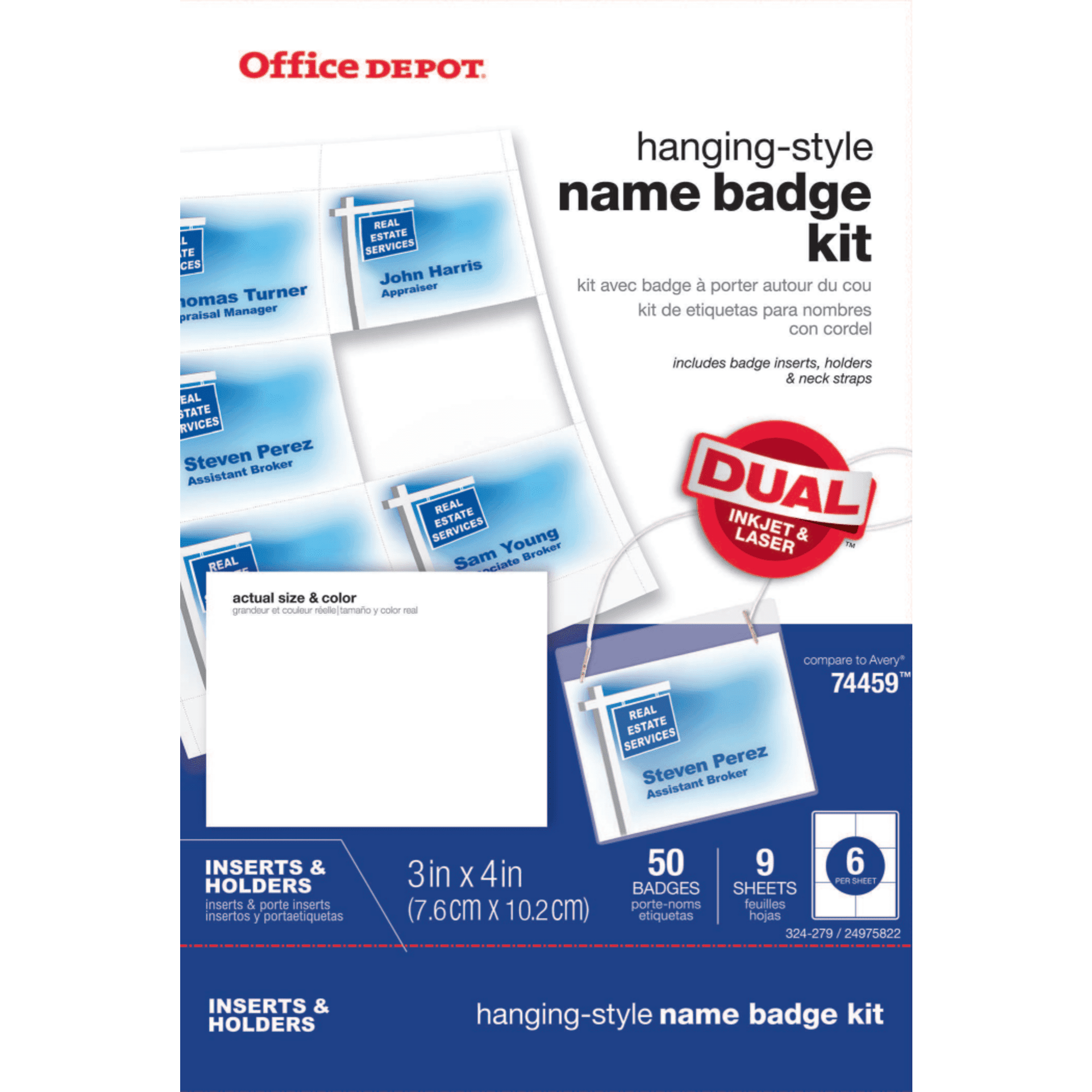 Office Depot Brand Name Badge Kit, Pack Of 50 Name Badge Holders