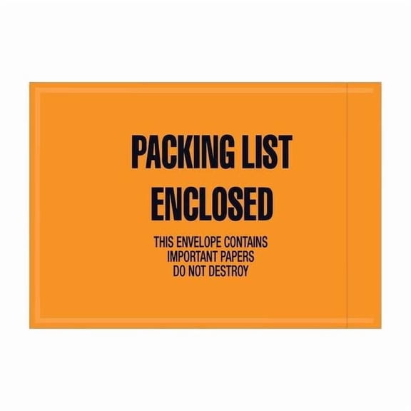 Office Depot® Brand "Packing List Enclosed" Envelopes, Full Face, 4 1/2" x 6", Fluorescent Orange, Pack Of 1,000