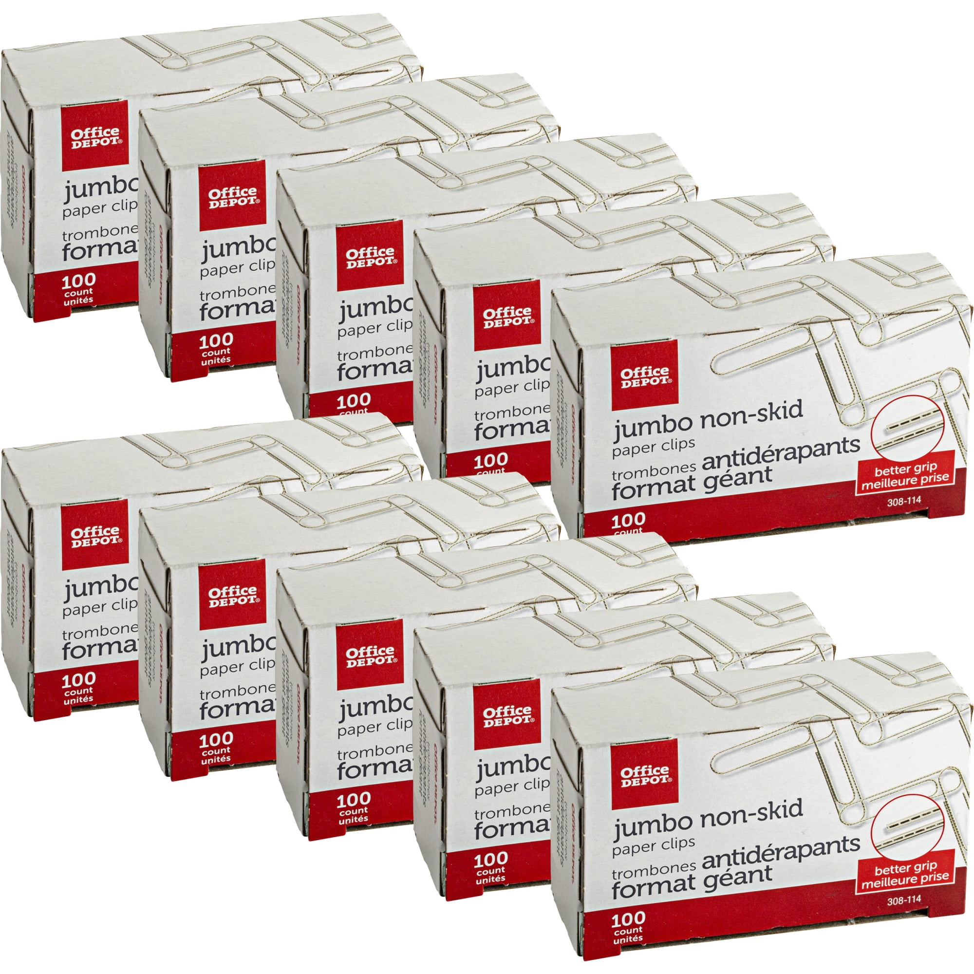 Office Depot® Brand Paper Clips, Jumbo, Silver, Nonskid Finish, 100 ...