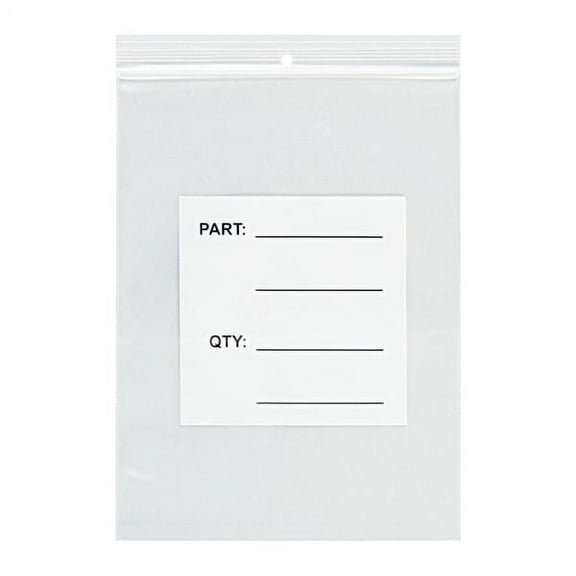 Office Depot® Brand Parts Bags With Hang Holes, 3" x 4", Clear/White, Case Of 1,000