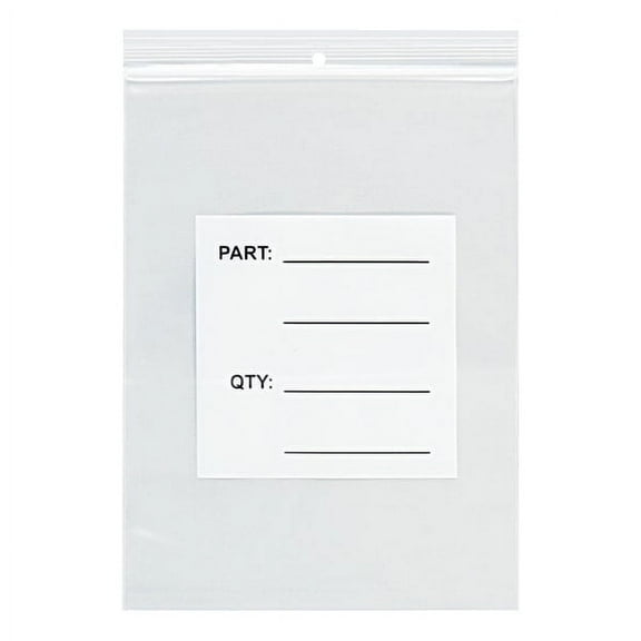 Office Depot® Brand Parts Bags With Hang Holes, 6" x 8", Clear/White, Case Of 1,000