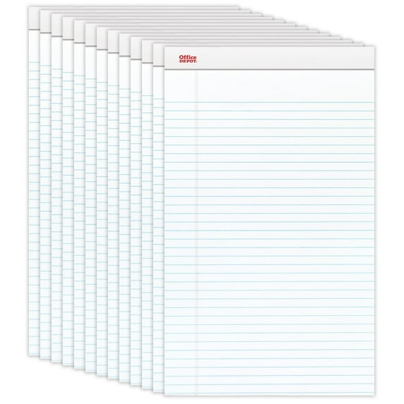 Office Depot Brand Perforated Writing Pads, 8 1/2"""" x 14"""", Legal Ruled, 50 Sheets, Whi