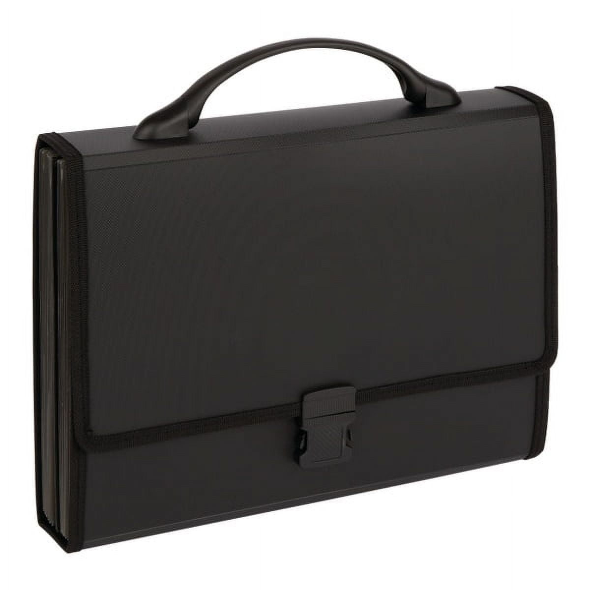 Black Semi-Hard Sided Expanding File Folder with Buckle Closure