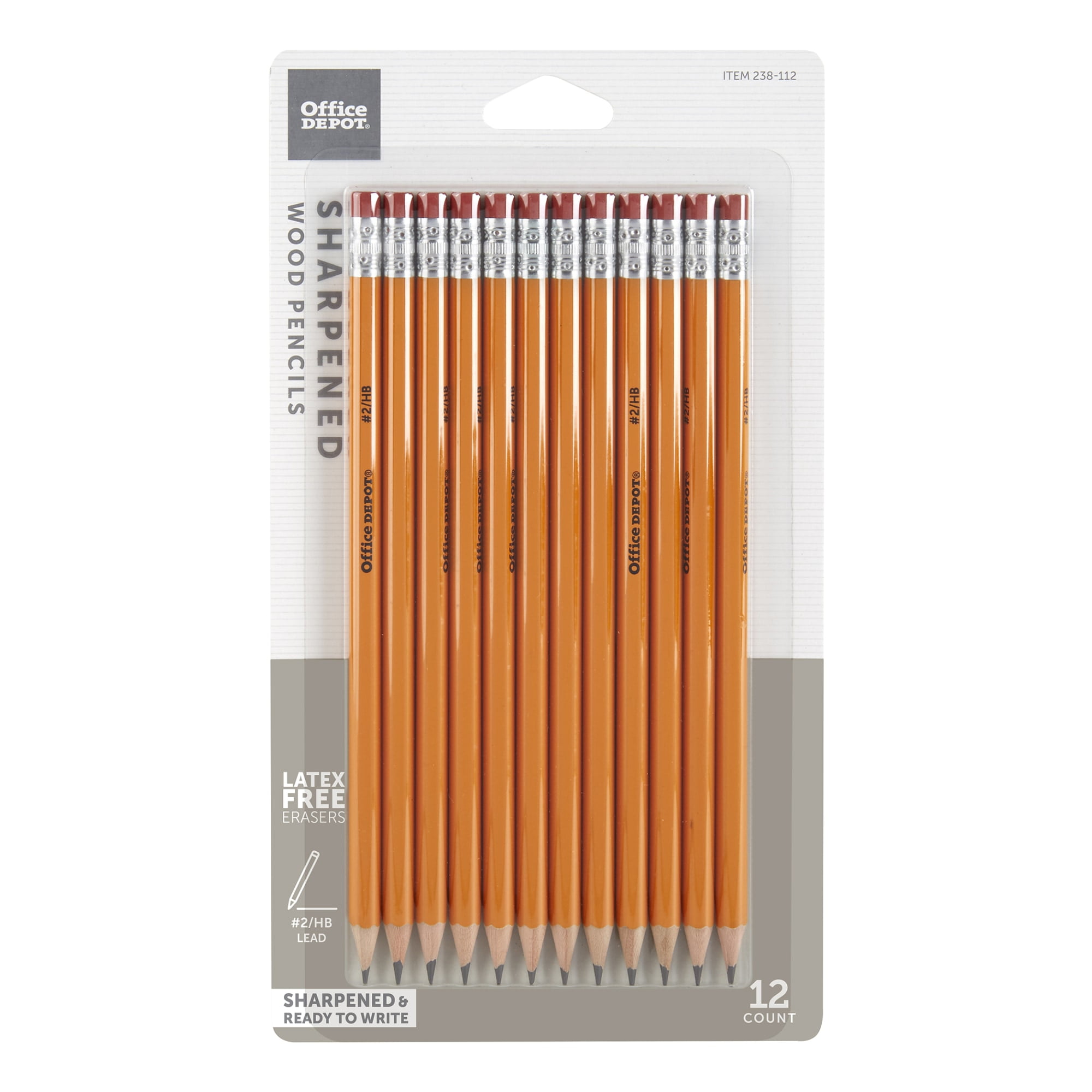 Office Depot Pre-sharpened #2 Pencils, HB Medium Soft Lead, Yellow Hexagonal, 24-Pack With Erasers