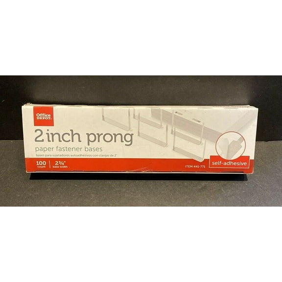 Office Depot Brand Self-Adhesive Prong Fasteners, 2" Capacity, Box Of 100