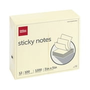 Office Depot  Brand Self-Stick Notes, 3 x 5, Yellow, 100 Sheets Per Pad, Pack Of 12