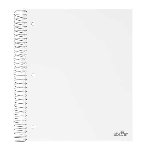 Office Depot® Brand Stellar Poly Notebook, 8 1/2" x 11", 3 Subject, College Ruled, 300 Pages (150 Sheets), White