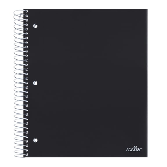 Office Depot Brand Stellar Poly Notebook, 8-1/2" x 11", 5 Subject, College Ruled, 200 Sheets, Black