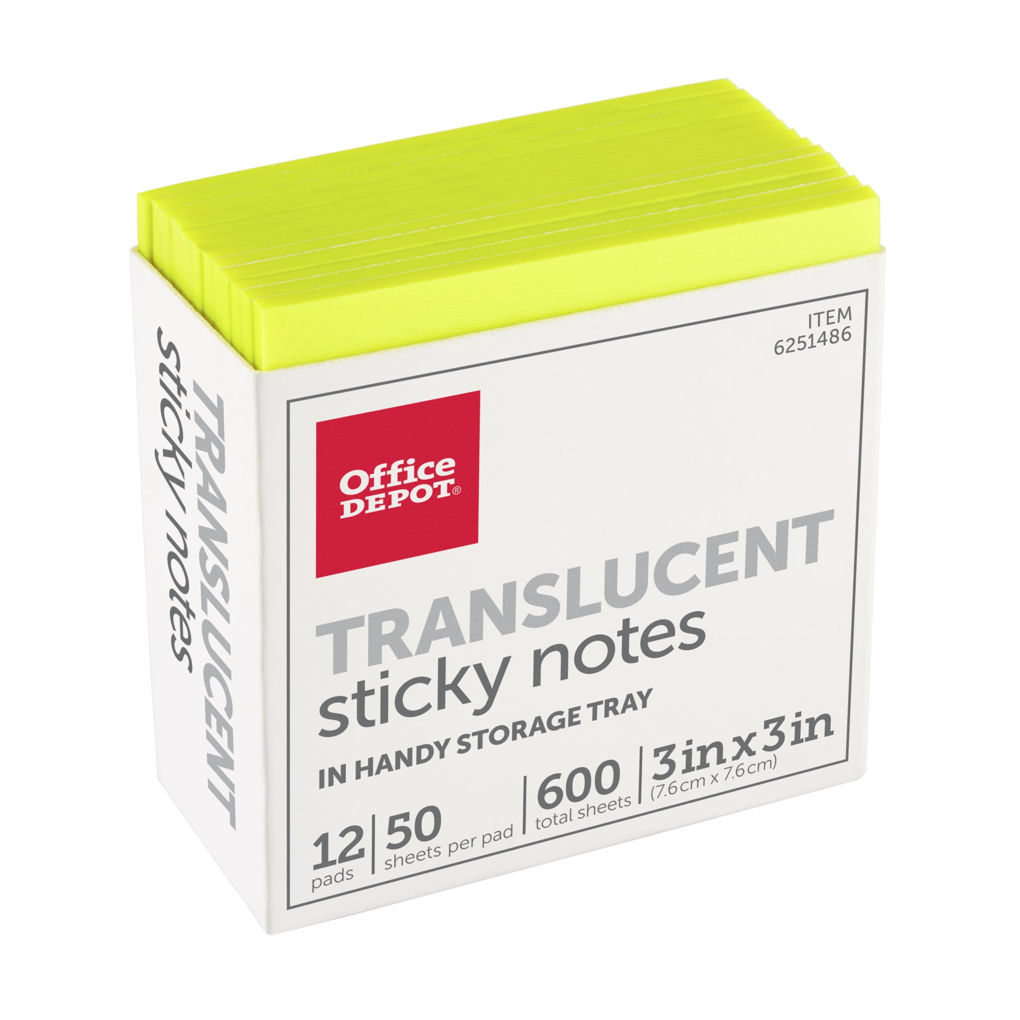 Sticker Notes Storage Office Depot® Brand Translucent Sticky Notes, With Storage Tray, 3