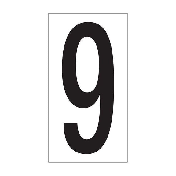 Office Depot Brand Vinyl Warehouse Labels, DL9309, Number 9, 3 1/2", Black/White, Case Of 50