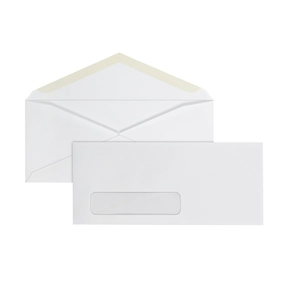 Office Depot Brand Window Envelopes, Window On Bottom Left, #10, 4 1/8" x 9 1/2", White, Box Of 500