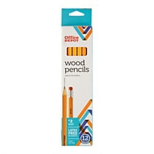 Office Depot Pre-sharpened #2 Pencils, HB Medium Soft Lead, Yellow Hexagonal, 24-Pack With Erasers