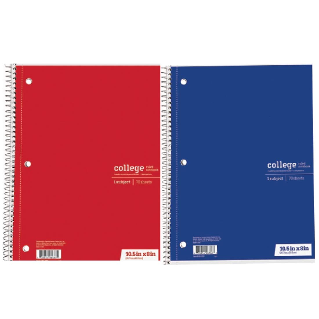 Office Depot College Ruled Spiral Notebooks 70 Sheets 10.5 inch x 8