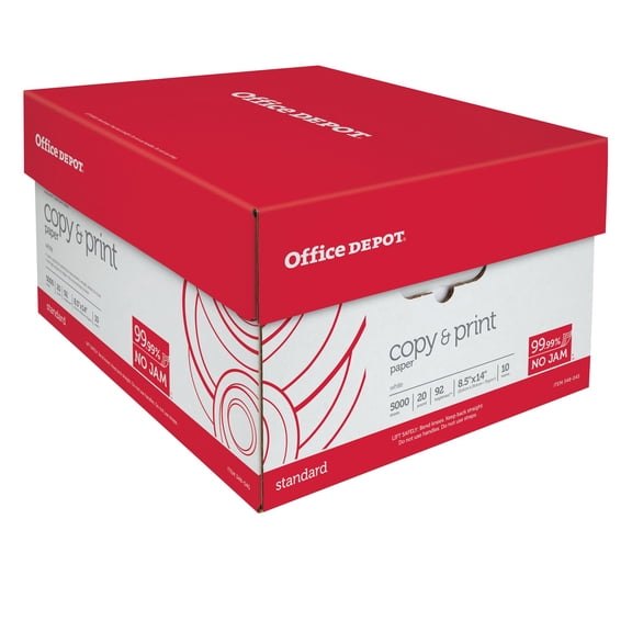 Office Depot Copy Print Paper, Legal Size, 20 Lb, 500 Sheets Per Ream, Case Of 10 Reams, 063224