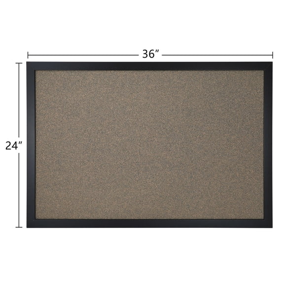 Office Depot Cork Board, 24" x 36", Natural Cork, Black Dcor Frame