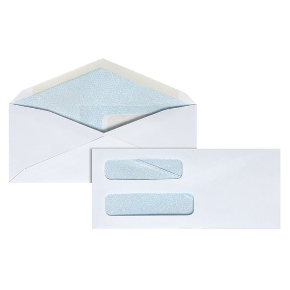 Office Depot Double-Window Envelopes, #8 5/8in. (3 5/8in. x 8 5/8in.), White, Gummed, Box Of 500, 12041