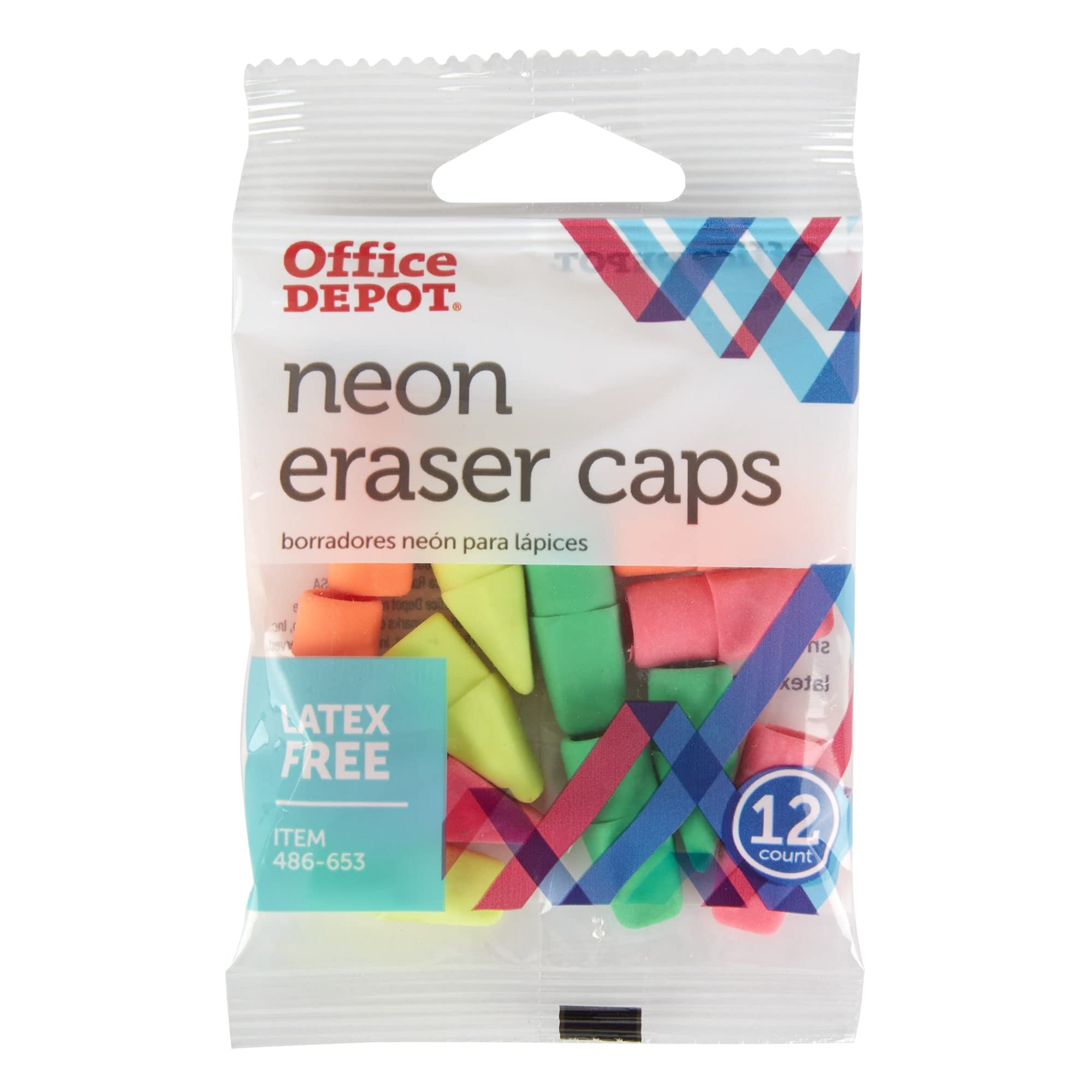 Office Depot Eraser Caps, Assorted Colors, 12 Pack