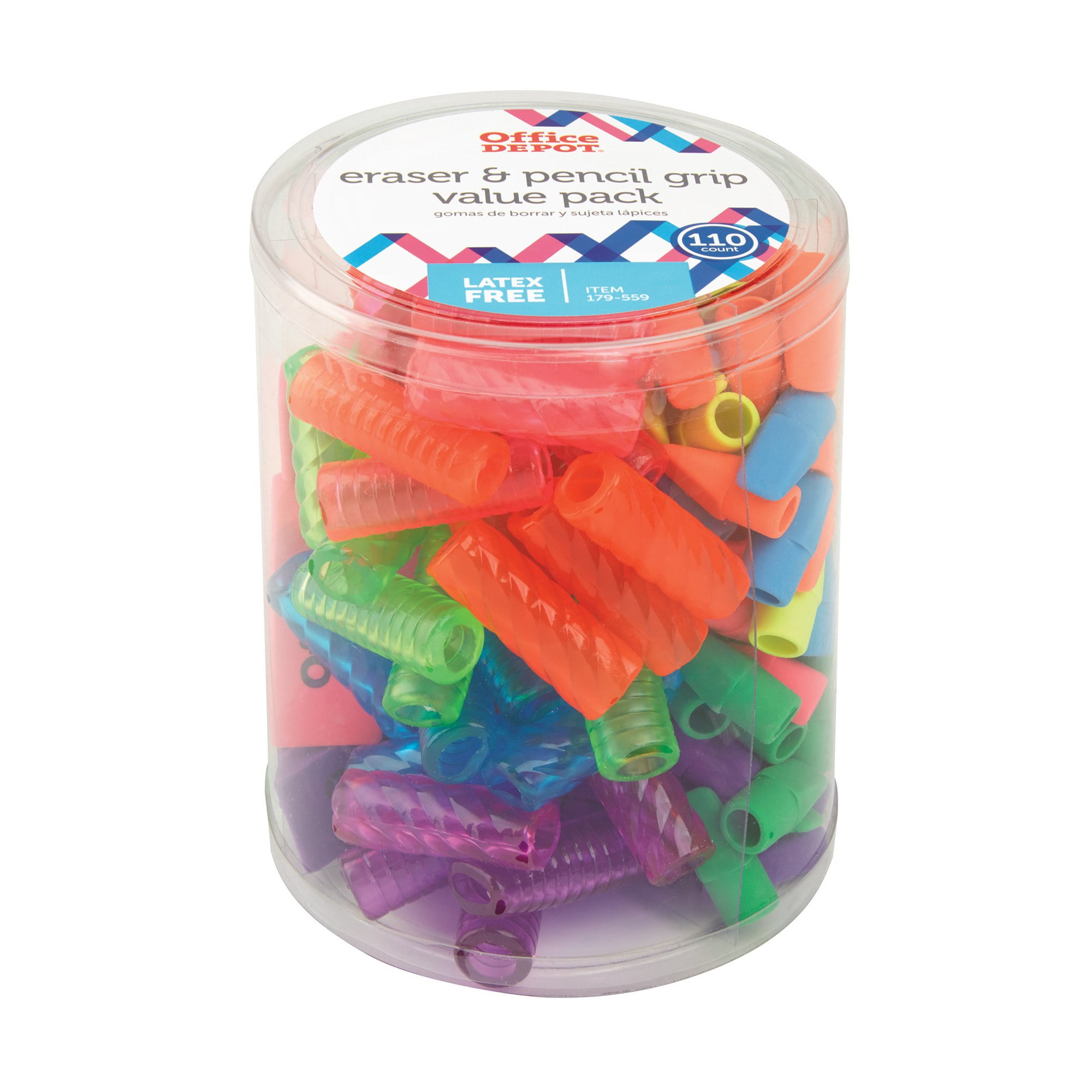 Assorted Multicolor Rubber Pencil Eraser and Grip Value Pack
