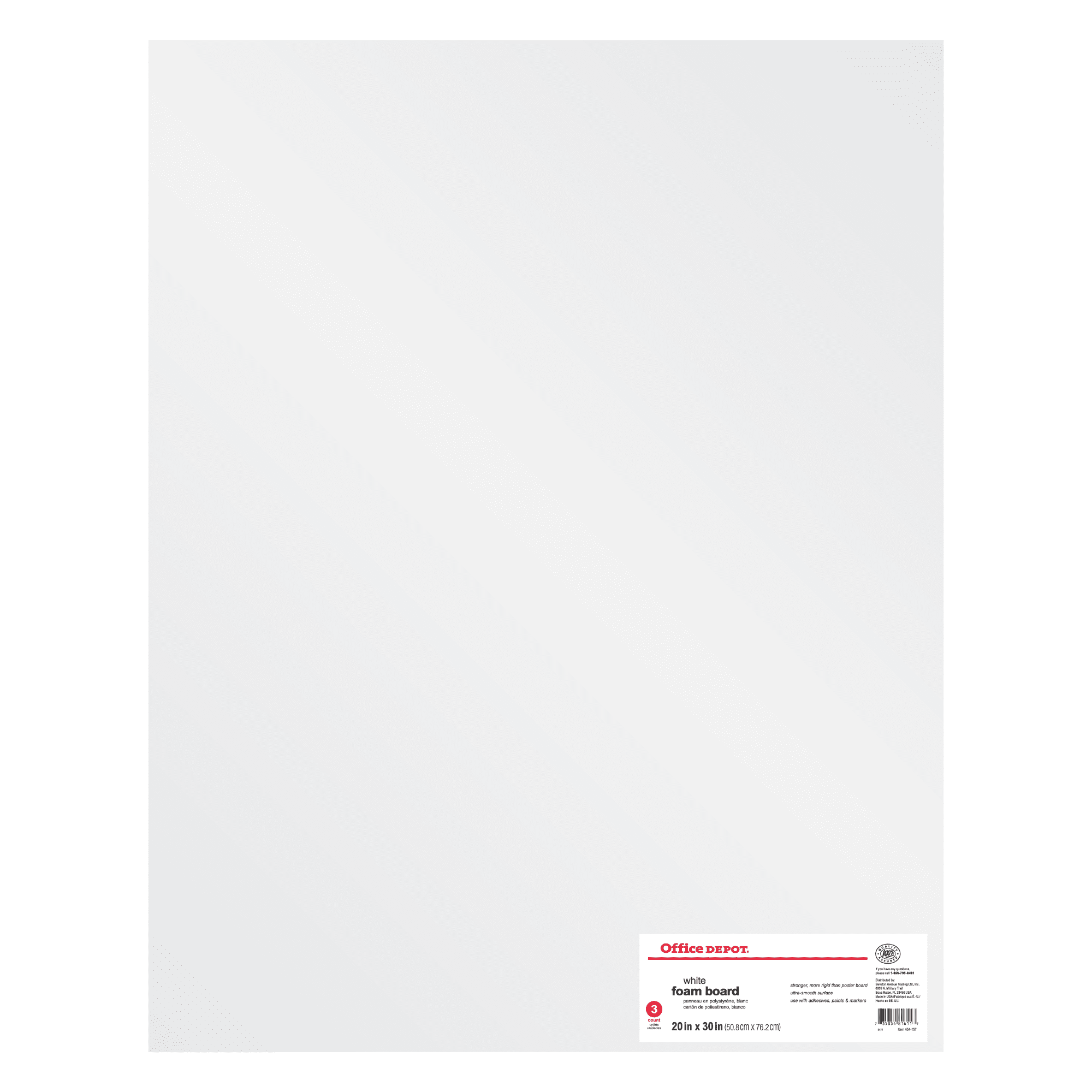 Office Depot Foam Boards, 20in. x 30in., White, Pack Of 3, 26811