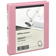 Office Depot Heavy-Duty View 3-Ring Binder, 1 D-Rings, Pink