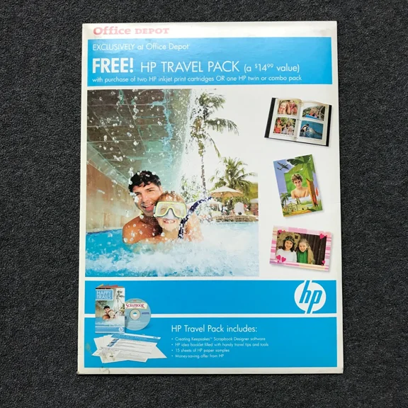 Office Depot Hp Travel Pack - Scrapbook Software, Idea Booklet, 15 Paper Sheets