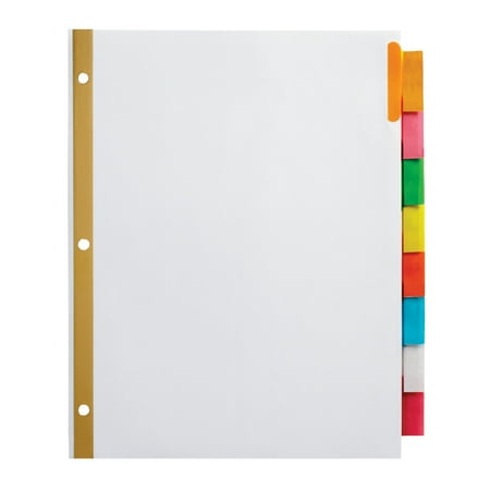 Office Depot Insertable Dividers With Big Tabs, White, Assorted Colors, 8-Tab, OD14791