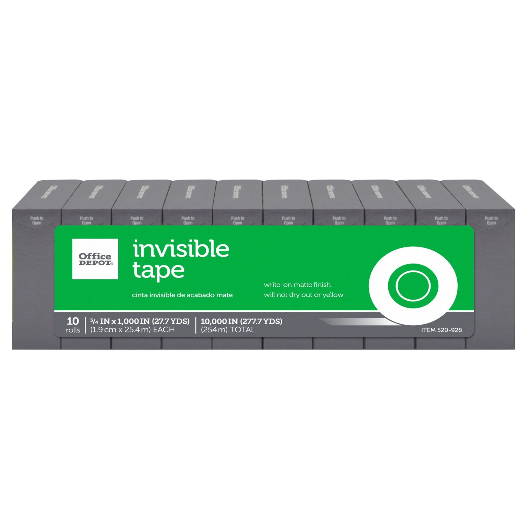 Office Depot Invisible Tape, 3/4in. x 1000in., Pack Of 10, 0