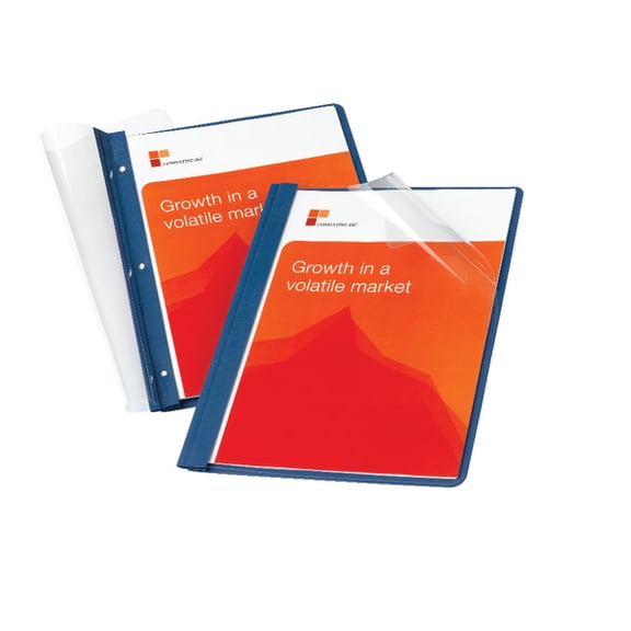 Office Depot Leatherette Clear-Front Report Covers, Dark Blue, Pack Of 10, OD55872