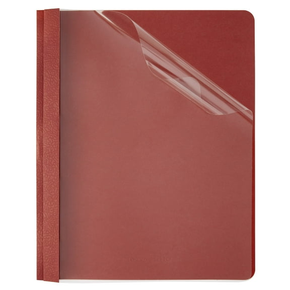 Office Depot Leatherette Clear-Front Report Covers, Red, Pack Of 10, OD55881