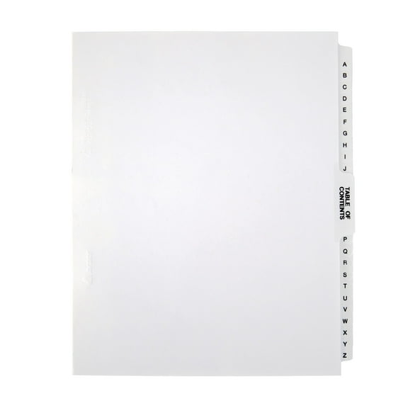 Office Depot Legal Exhibit Unpunched Dividers With Laminated Tabs, Black/White, A-Z, 3585478216