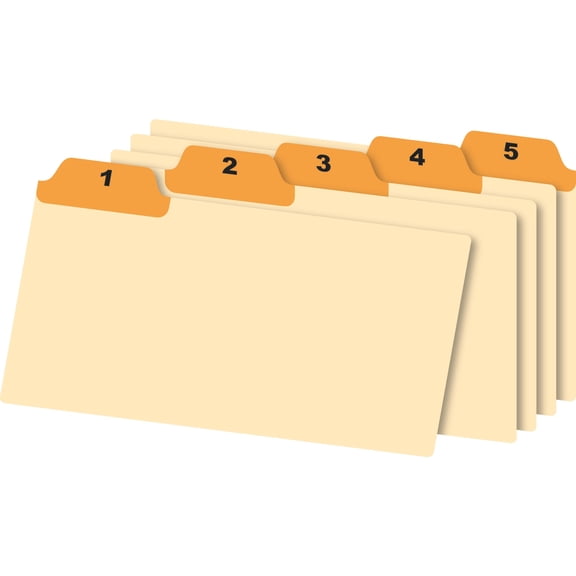 Office Depot Manila Card Guides With Laminated Tabs, Daily, 3in. x 5in., Manila/Orange, 31 Guides, OD03532