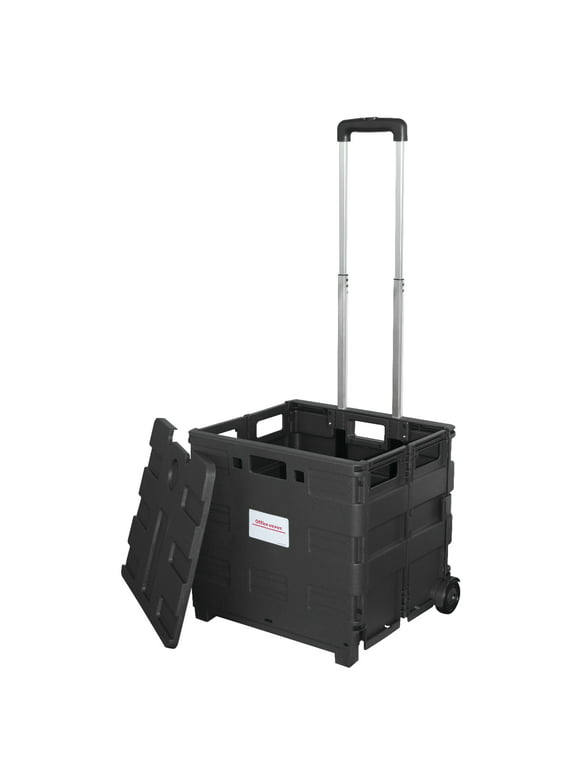 Office Depot Mobile Folding Cart With Lid, 16in.H x 18in.W x 15in.D, Black, 50801