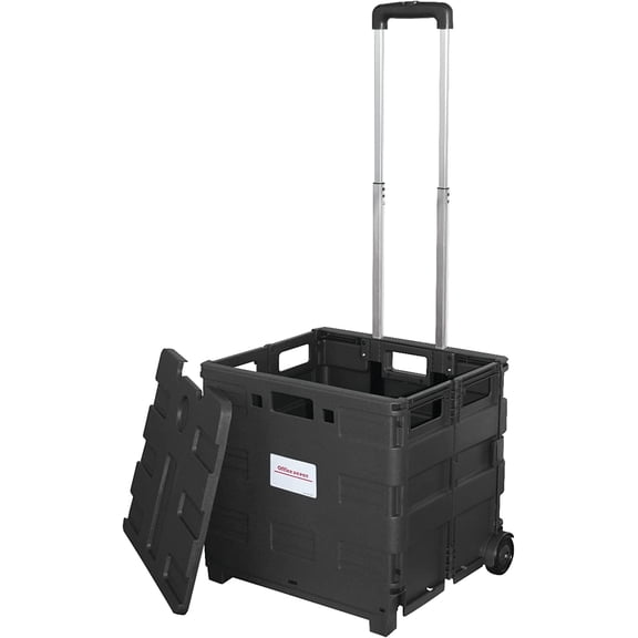 Office Depot Mobile Folding Cart With Lid, 16in.H x 18in.W x 15in.D, Black, 50801