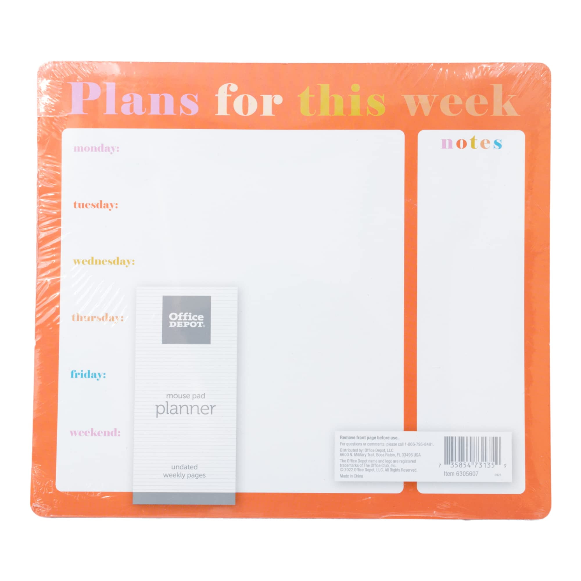 Office Depot Mouse Pad Weekly Desk Calendar 9 x 8