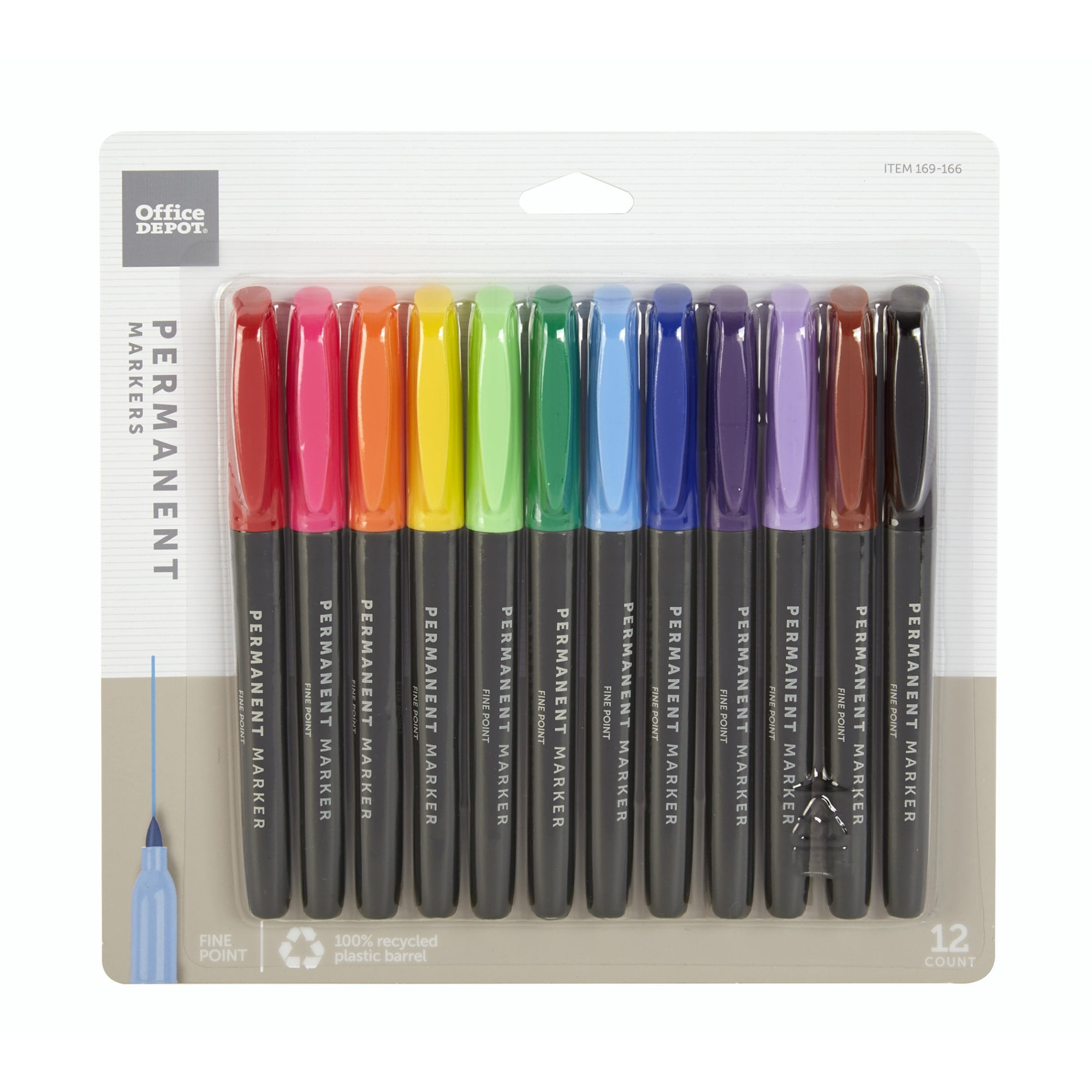 Office Depot Permanent Markers, Fine Point, 100% Recycled