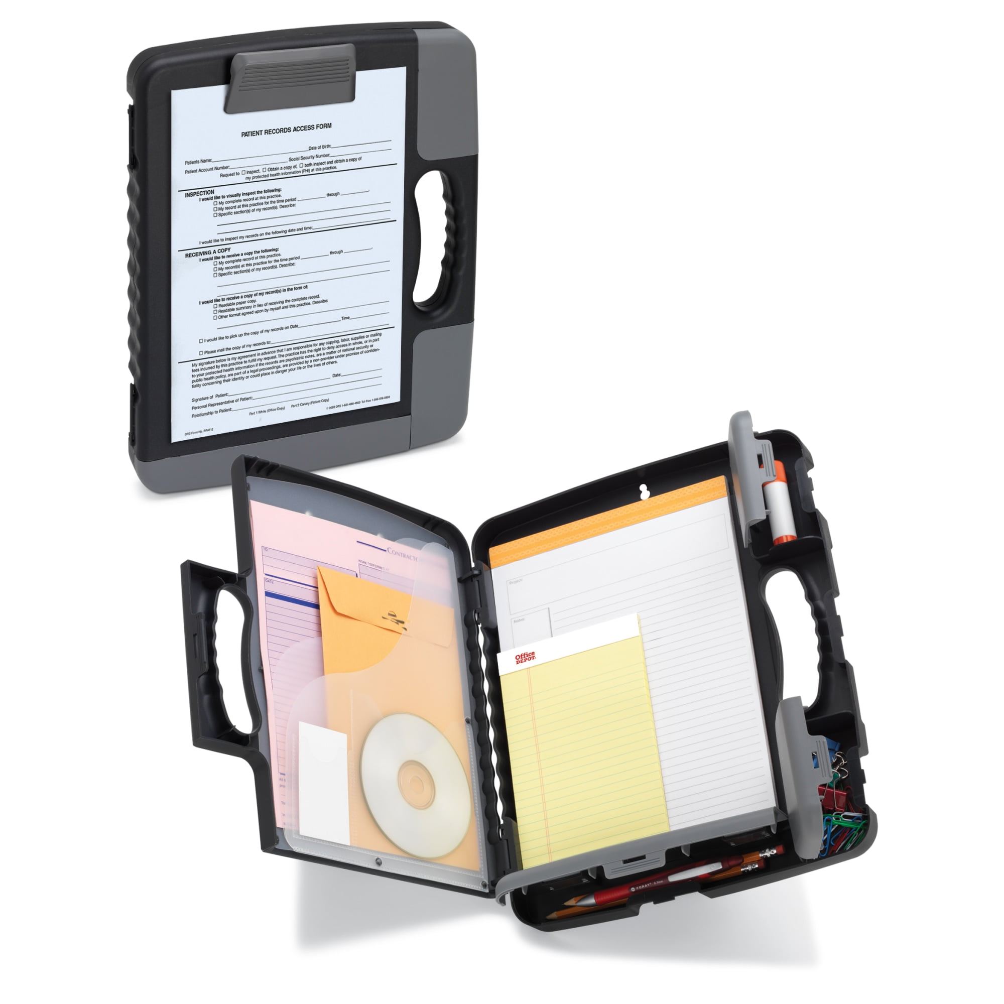 Office Depot Portable Clipboard Storage Case, Charcoal, 10025