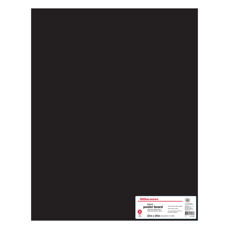 Office Depot Project Display Poster Boards, 22in x 28in, Black