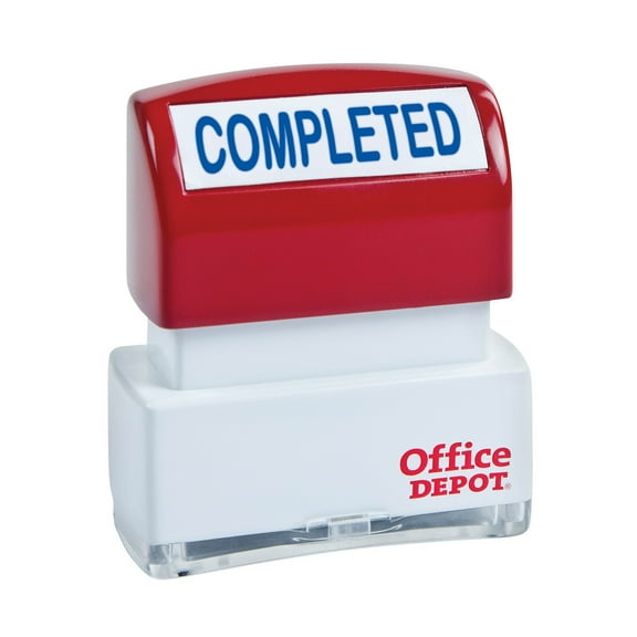 Office Depot Pre-Inked Message Stamp, ""Completed"", Blue, 035562