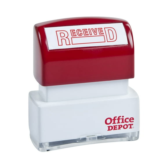 Office Depot Pre-Inked Message Stamp, ""Received"", Red, 035560