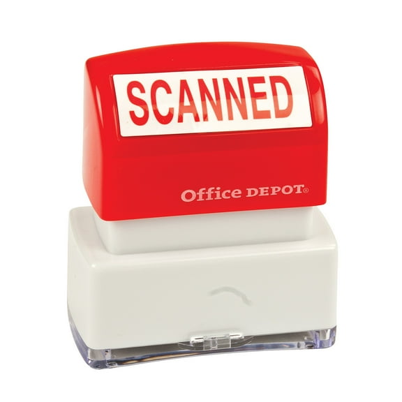 Office Depot Pre-Inked Message Stamp, ""Scanned"", Red, 034211