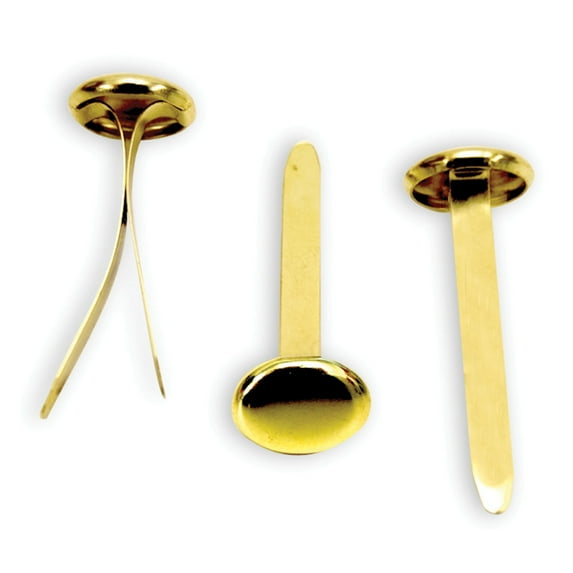 Office Depot Round-Head Fasteners, 1in., Brass, Pack Of 100, ABEL-02