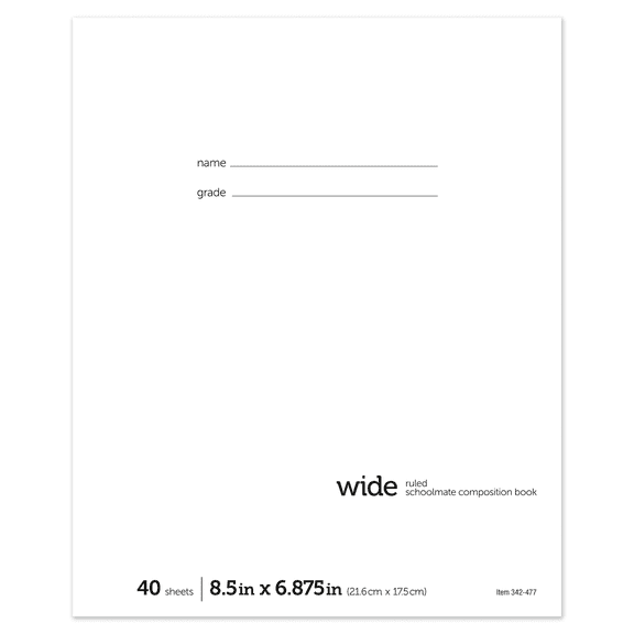 Office Depot Schoolmate Composition Book, 6 7/8in. x 8 1/2in., Wide Ruled, 40 Sheets, 4170725