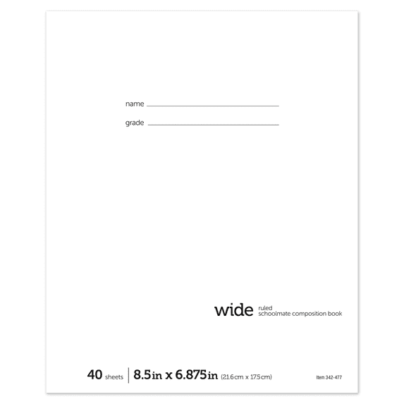 Office Depot Schoolmate Composition Book, 6 7/8in. x 8 1/2in., Wide Ruled, 40 Sheets, 4170725