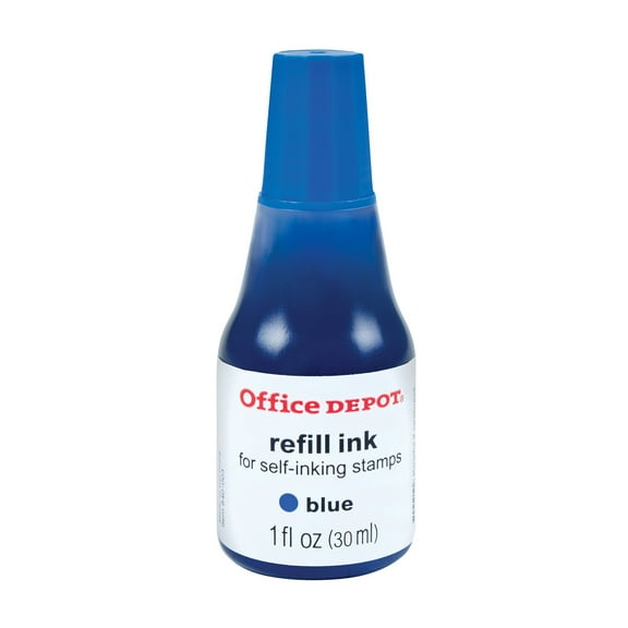 Office Depot Self-Inking Refill Ink, 1 Oz., Blue, 034209