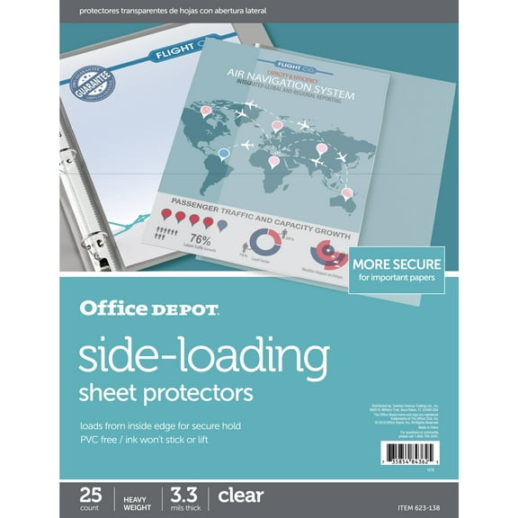 Office Depot Side-Loading Sheet Protectors, 8 1/2in. x 11in., Clear, Pack Of 25, AVE76001